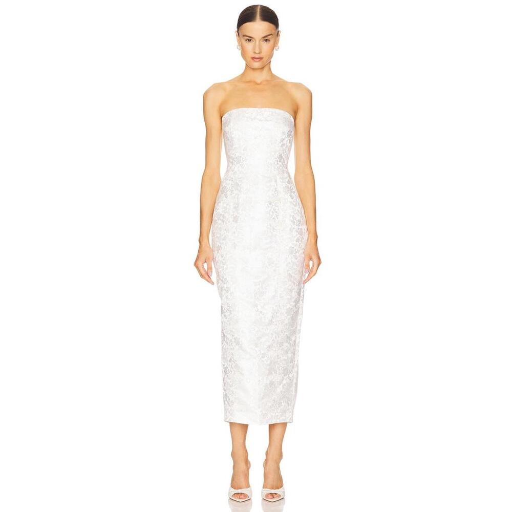 SAU LEE JENNIFER DRESS white strapless midi